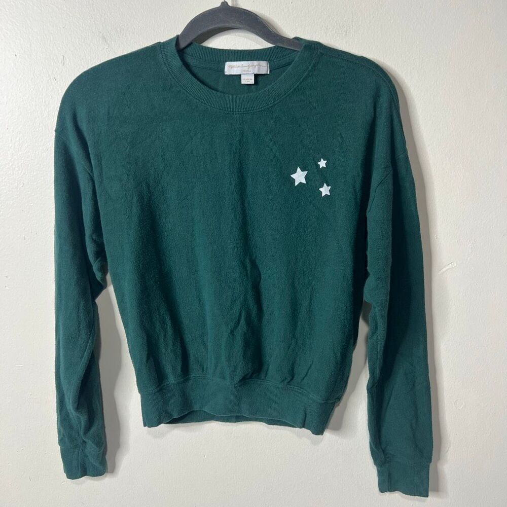 Spiritual Gangster Green Stars Trust The Universe Crop Ling Sleeve Top Sz XS